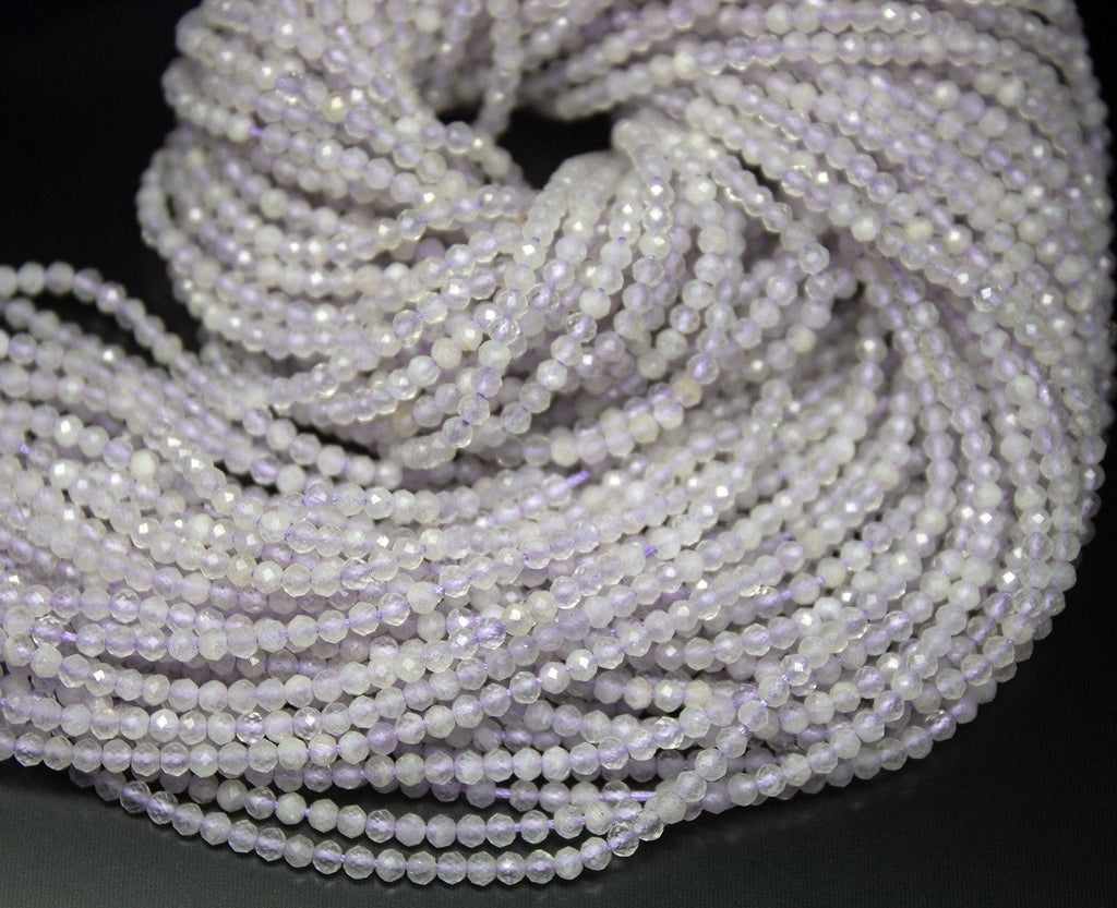 13" Full Strand, Lavender Amethyst Faceted Round Cut Shape Gemstone Beads, Amethyst Beads, 2.20mm - Jalvi & Co.