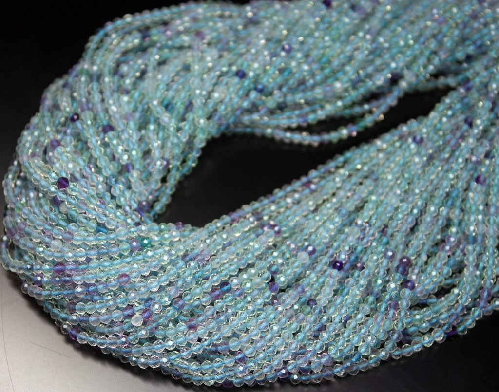 13" Full Strand, Multi Fluorite Faceted Round Cut Shape Gemstone Beads, Quartz Beads, 2.30mm - Jalvi & Co.