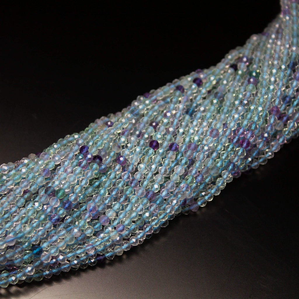 13" Full Strand, Multi Fluorite Faceted Round Cut Shape Gemstone Beads, Quartz Beads, 2.30mm - Jalvi & Co.