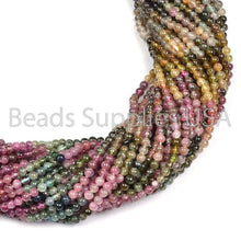 Load image into Gallery viewer, 13&quot; Full Strand, Multi Tourmaline Smooth Round Shape Gemstone Beads, Tourmaline Beads, 3-3.50mm - Jalvi &amp; Co.