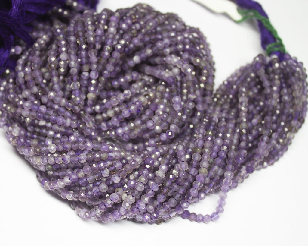 13" Full Strand, Purple Amethyst Faceted Rondelle Shape Gemstone Beads, Quartz Beads, 3mm - Jalvi & Co.