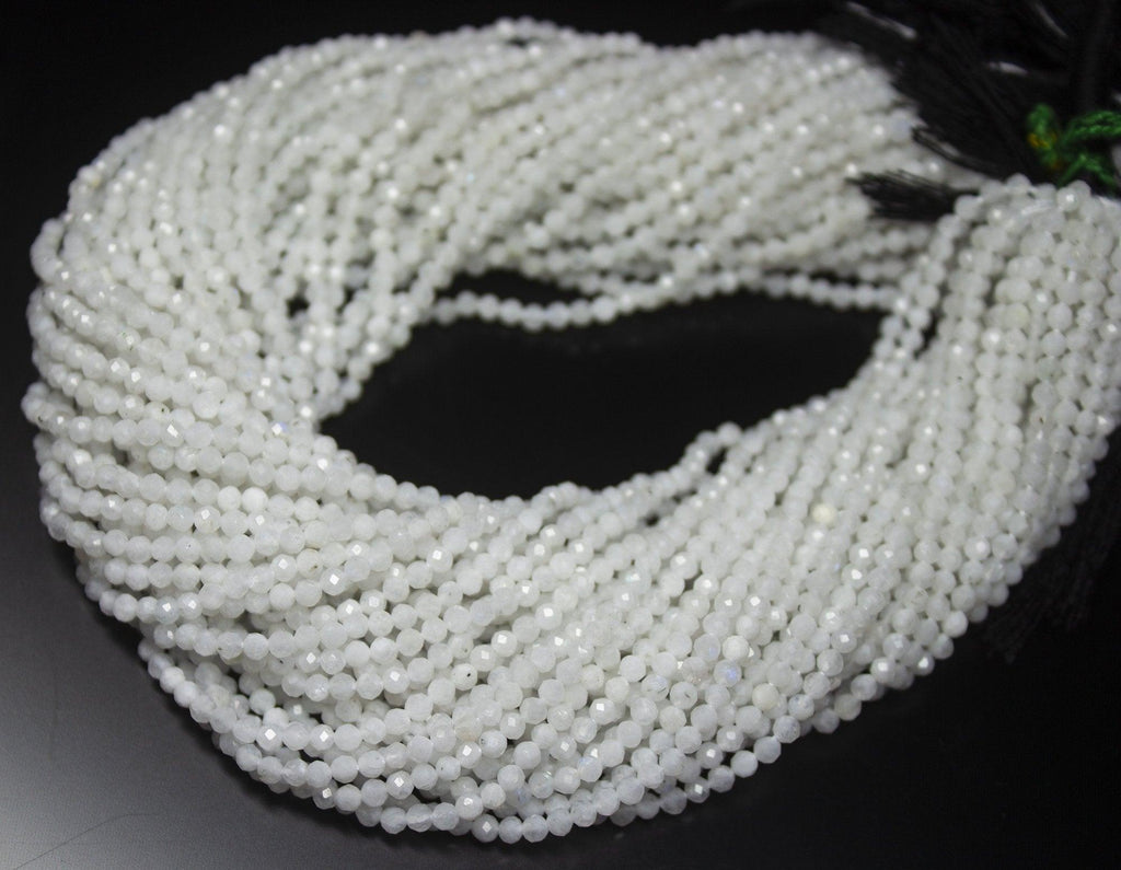 13" Full Strand, Rainbow Moonstone Faceted Round Cut Shape Gemstone Beads, Lapis Lazuli Beads, 2.20mm - Jalvi & Co.