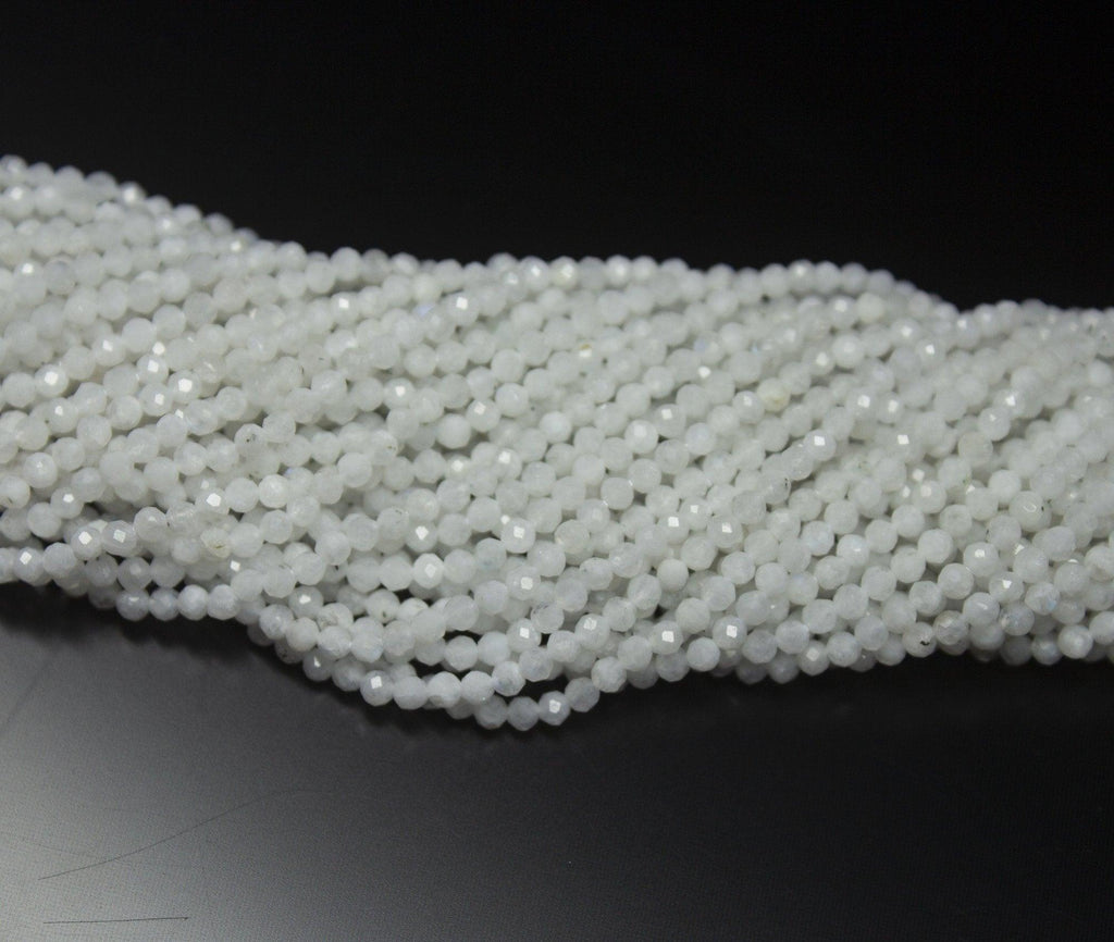 13" Full Strand, Rainbow Moonstone Faceted Round Cut Shape Gemstone Beads, Lapis Lazuli Beads, 2.20mm - Jalvi & Co.