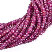 Load image into Gallery viewer, 13&quot; Full Strand, Ruby Dyed Faceted Rondelle Shape Gemstone Beads, Ruby Beads, 3-5mm - Jalvi &amp; Co.