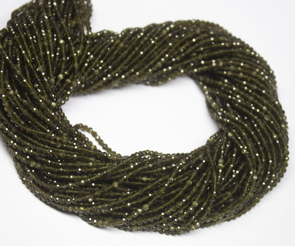 13" Full Strand, Serpentine Faceted Round Cut Shape Gemstone Beads, Serpentine Beads, 2.15mm - Jalvi & Co.