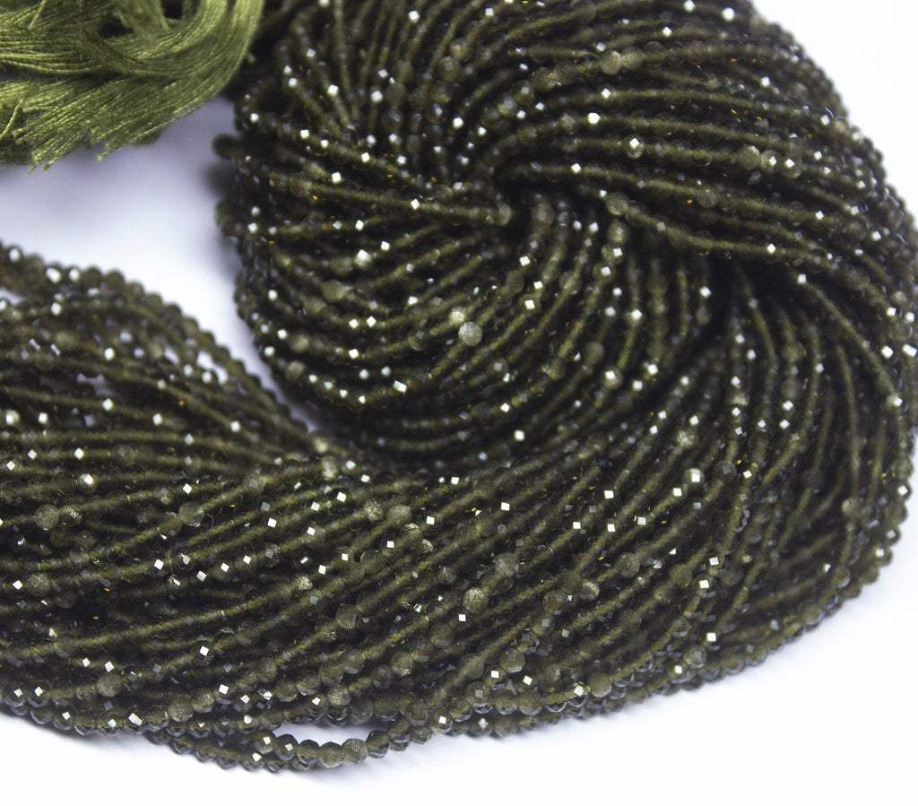 13" Full Strand, Serpentine Faceted Round Cut Shape Gemstone Beads, Serpentine Beads, 2.15mm - Jalvi & Co.