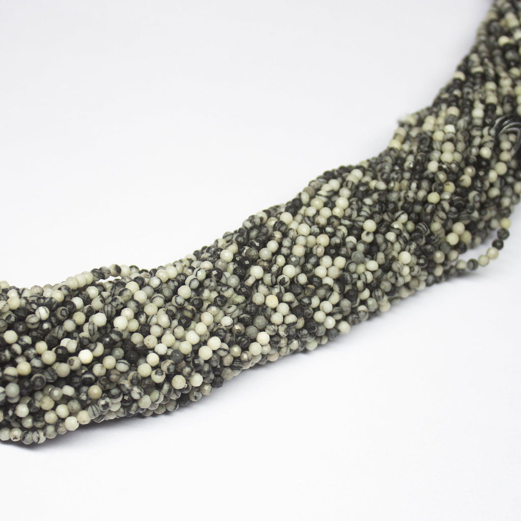 13" Full Strand, Snowflake Jasper Faceted Round Cut Shape Gemstone Beads, Quartz Beads, 2.50mm - Jalvi & Co.