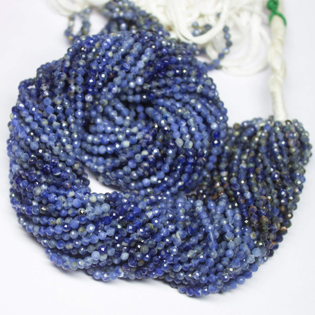 13" Full Strand, Sodalite Faceted Round Cut Shape Gemstone Beads, Sodalite Beads, 2.60mm - Jalvi & Co.