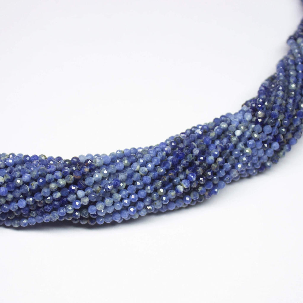 13" Full Strand, Sodalite Faceted Round Cut Shape Gemstone Beads, Sodalite Beads, 2.60mm - Jalvi & Co.