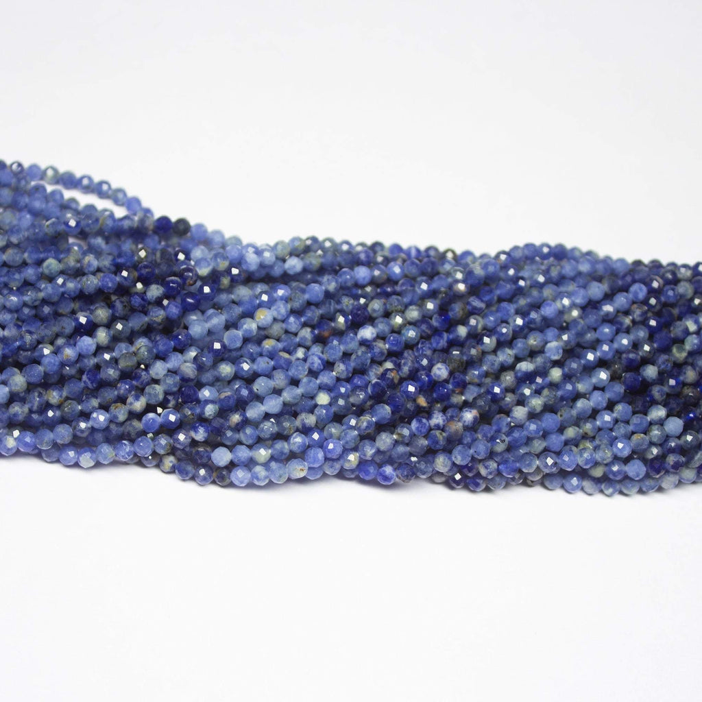 13" Full Strand, Sodalite Faceted Round Cut Shape Gemstone Beads, Sodalite Beads, 2.60mm - Jalvi & Co.