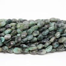 Load image into Gallery viewer, 13&quot; Full Strand, Untreated Emerald Smooth Oval Shape Gemstone Beads, Emerald Beads, 8-10mm - Jalvi &amp; Co.