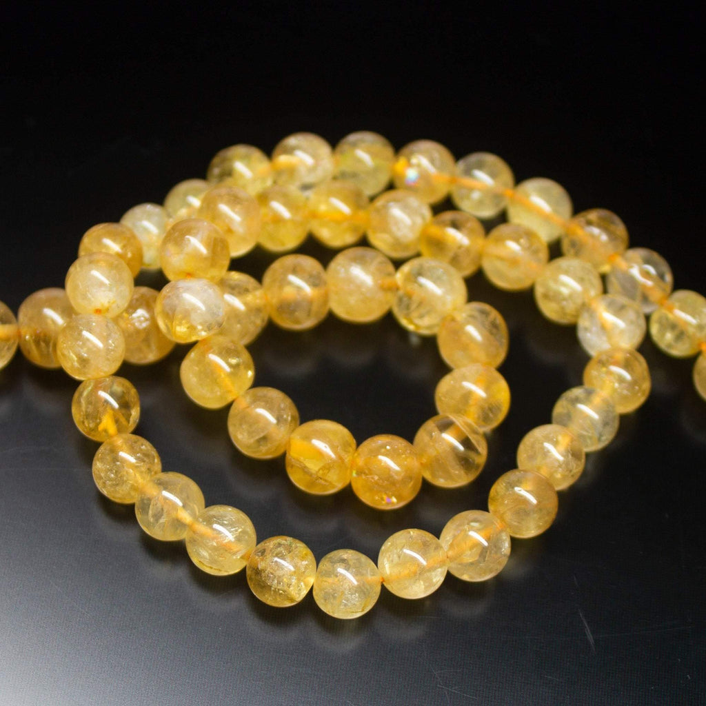 13" Full Strand, Yellow Citrine Round Sphere Shape Gemstone Beads, Citrine Beads, 7mm 8mm - Jalvi & Co.