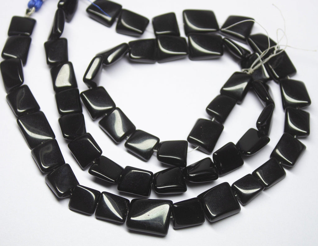 13 inch, 11-15mm, Natural Black Onyx Smooth Twisted Chiclet Rectangle Beads, Onyx Beads - Jalvi & Co.