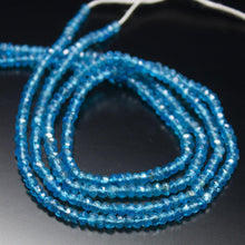 Load image into Gallery viewer, 13 inch, 3-3.5mm, Neon Blue Apatite Faceted Rondelle Beads, Apatite Beads - Jalvi &amp; Co.