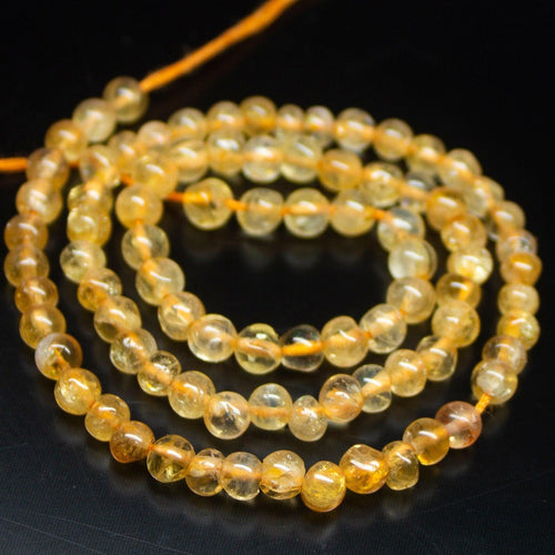 13 inch, 4-4.5mm, Golden Citrine Smooth Round Beads, Citrine Beads - Jalvi & Co.