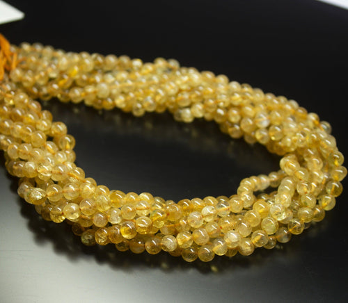 13 inch, 5.5mm, Natural Golden Citrine Smooth Round Shape Beads, Citrine Beads - Jalvi & Co.