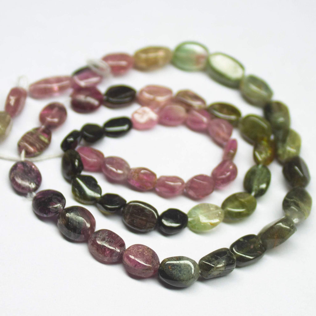 13 inch, 5-8mm, Multi Tourmaline Smooth Oval Beads, Tourmaline Beads - Jalvi & Co.