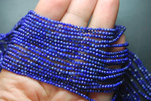 13 Inch Long Strand-Super-Aaa Quality, Natural Lapis Lazuli Micro Faceted Rondells, 2.10mm Size - Jalvi & Co.