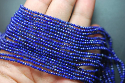 13 Inch Long Strand-Super-Aaa Quality, Natural Lapis Lazuli Micro Faceted Rondells, 2.10mm Size - Jalvi & Co.