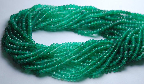 13 Inch Long Strand,Shaded Green Onyx Finest Quality Micro Faceted Rondells, 3-3.5mm - Jalvi & Co.