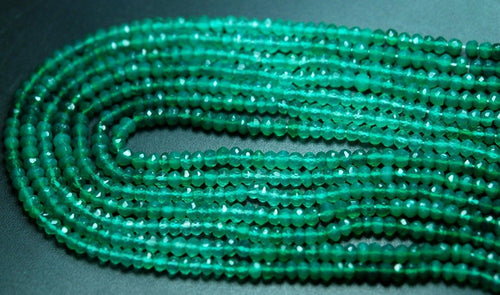 13 Inch Long Strand,Shaded Green Onyx Finest Quality Micro Faceted Rondells, 3-3.5mm - Jalvi & Co.