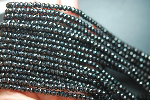 13 Inch Strand, Aaa Black Spinel Super Cutting Faceted Rondelles, 5mm - Jalvi & Co.