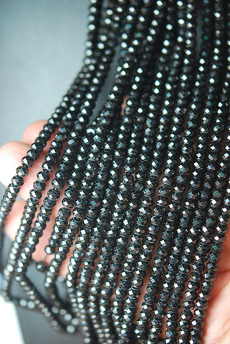 13 Inch Strand, Aaa Black Spinel Super Cutting Faceted Rondelles, 5mm - Jalvi & Co.