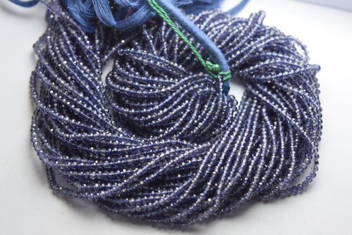13 Inch Strand, Aaa Quality, Natural Iolite Faceted Rondelles 2.60mm Size - Jalvi & Co.