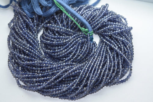 13 Inch Strand, Aaa Quality, Natural Iolite Faceted Rondelles 2.60mm Size - Jalvi & Co.