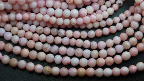 13 Inch Strand Cut Quality Pink Opal Micro Faceted Round Rondells 3.5-4mm Size - Jalvi & Co.