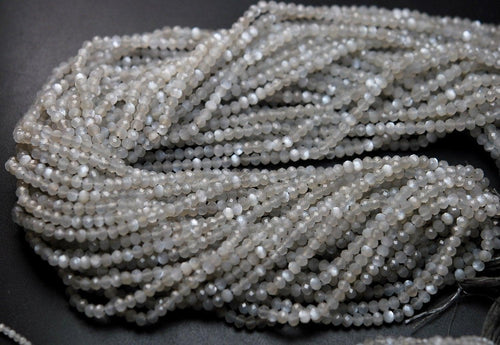13 Inch Strand, Finest AAA Moonstone Faceted Rondelle, 4mm Size - Jalvi & Co.