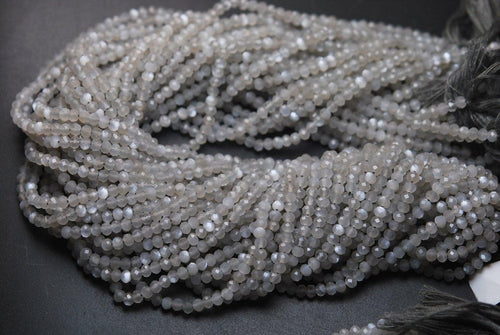 13 Inch Strand, Finest AAA Moonstone Faceted Rondelle, 4mm Size - Jalvi & Co.