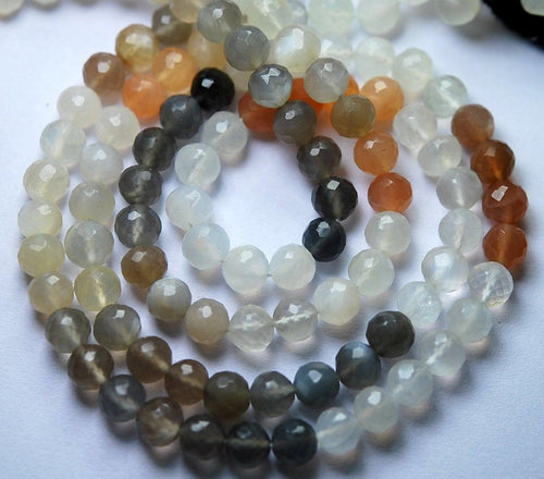 13 Inch Strand-Finest Quality Multi Moonstone Faceted Round Balls Shape Beads, 5.5-6mm Size - Jalvi & Co.