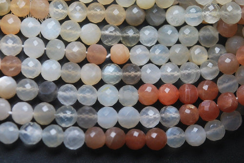 13 Inch Strand-Finest Quality Multi Moonstone Faceted Round Balls Shape Beads, 5.5-6mm Size - Jalvi & Co.