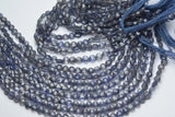 13 Inch Strand, Finest Quality, Natural Iolite Faceted Coins Shaped Beads. Size 4mm