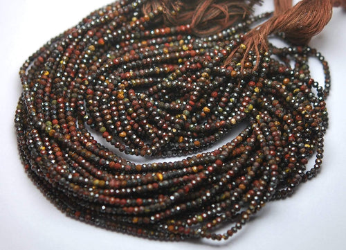 13 Inch Strand, Finest Quality, Natural Tiger Eye Micro Faceted Rondelle, 2.50mm Size - Jalvi & Co.