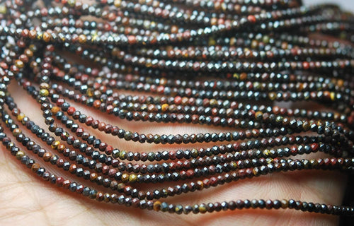 13 Inch Strand, Finest Quality, Natural Tiger Eye Micro Faceted Rondelle, 2.50mm Size - Jalvi & Co.