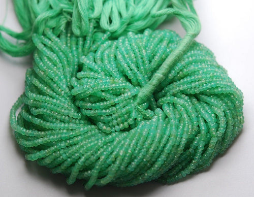 13 Inch Strand, Natural Chrysoprase Faceted Roundels Size 3-3.25mm, - Jalvi & Co.