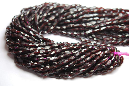 13 Inch Strand, Natural Garnet Faceted Oval Nuggets, 6-7mm Size - Jalvi & Co.
