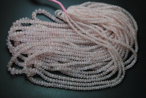 13 Inch Strand, Natural Pink Morganite Aquamarine Smooth Rondeleles,Size 2.75-4.5mm - Jalvi & Co.