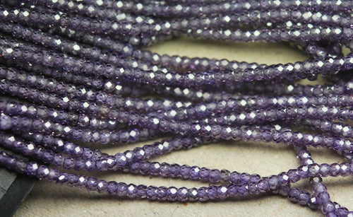 13 Inch Strand Of Machine Cut Quality Lavendor Color Zircon Micro Faceted Rondells, Size 3mm - Jalvi & Co.