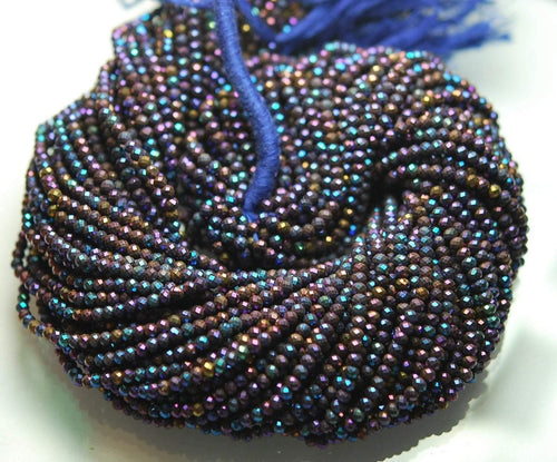 13 Inch Strand,Mystic Blue Black Spinel Machine Cut Quality, Finest Quality Micro Faceted Rondelles, 3.25mm - Jalvi & Co.