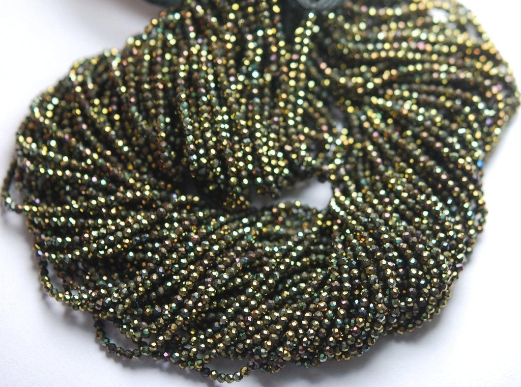 13 Inch Strand,Mystic Yellow Black Spinel Machine Cut Quality, Finest Quality Micro Faceted Rondelles, 3mm - Jalvi & Co.