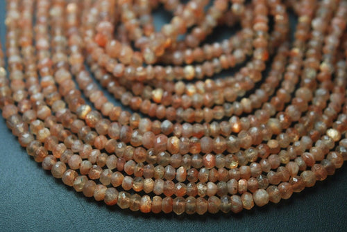13 Inch Strand,Rare Quality,African Sunstone Faceted Rondelles, 3-3.5mm Size, - Jalvi & Co.