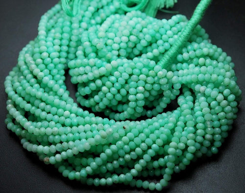 13 Inch Strand,Super Rare Finest Quality, Natural Chrysoprase Faceted Rondells Size 3.5mm, - Jalvi & Co.