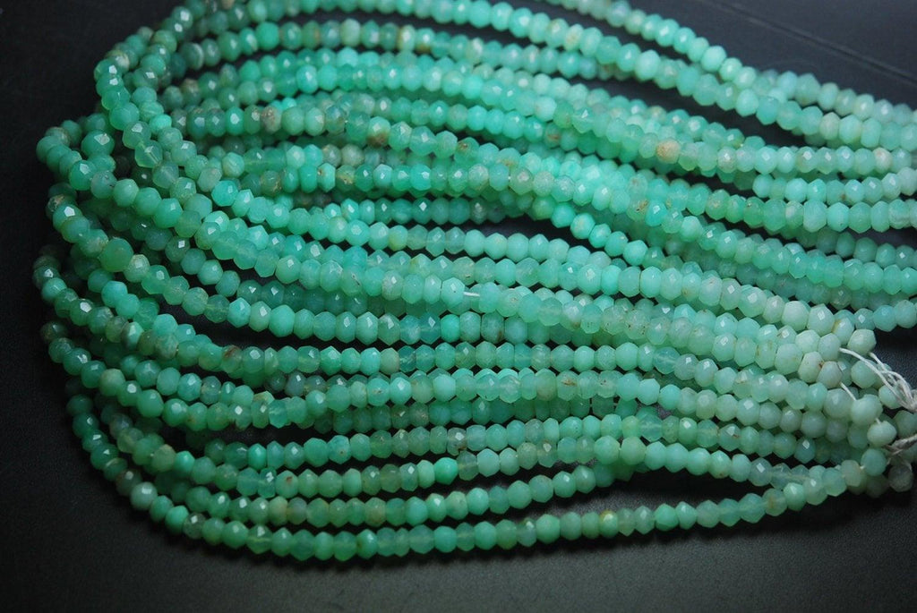 13 Inch Strand,Super Rare Finest Quality,Shaded Chrysoprase Faceted Rondells Size 3mm, - Jalvi & Co.