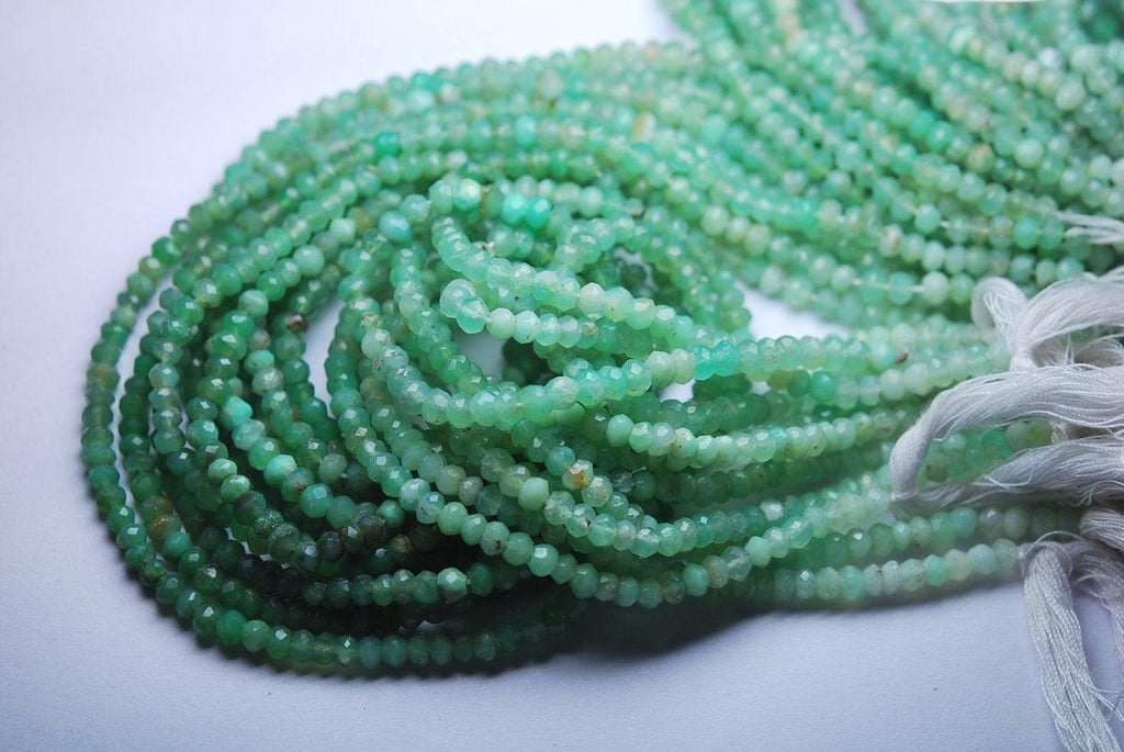 13 Inch Strand,Super Rare Finest Quality,Shaded Chrysoprase Faceted Rondells Size 3mm, - Jalvi & Co.