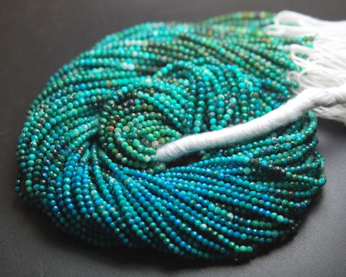 13 Inch Strand,Superb-Finest Quality, Natural Chrysocolla Faceted Rondelles, 2.40mm Long - Jalvi & Co.