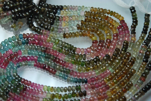 13 Inch-Super-Finest- Multi Tourmaline Faceted Rondelles 4.5-4.75mm Full 14 Inch Strand,Super Finest Quality - Jalvi & Co.