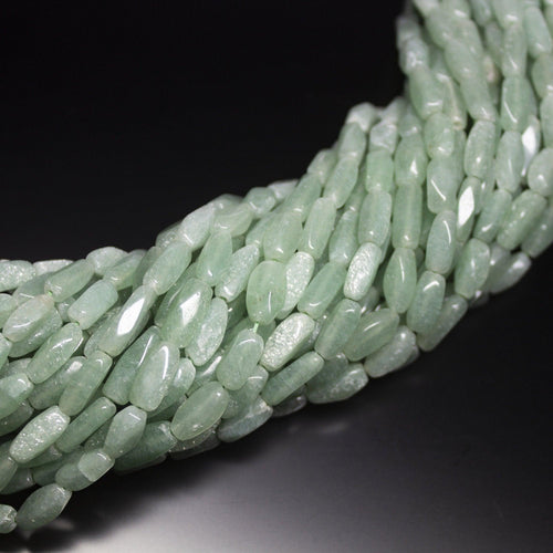 13 inches, 10-13mm, Green Aventurine Plain Fancy Tube Loose Gemstone Beads, Aventurine Beads - Jalvi & Co.